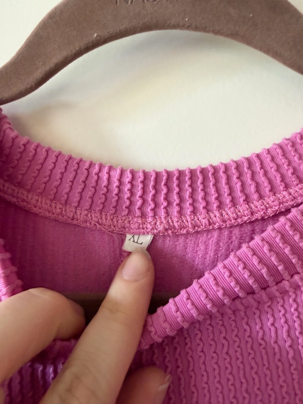 Bright Pink Ribbed Short Sleeve Top - Picture 2 of 2